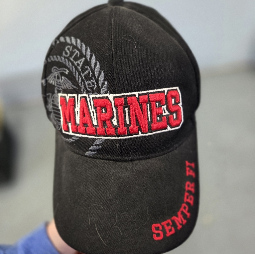Santo Cap Marines Baseball Cap Hat Semper Fi Black & Red OS